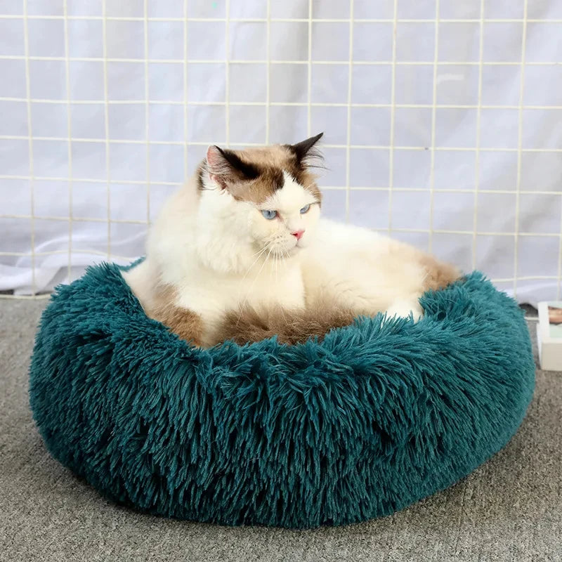 Soft Plush Pet Bed – Round Sleeping Cushion for Cats & Small Dogs