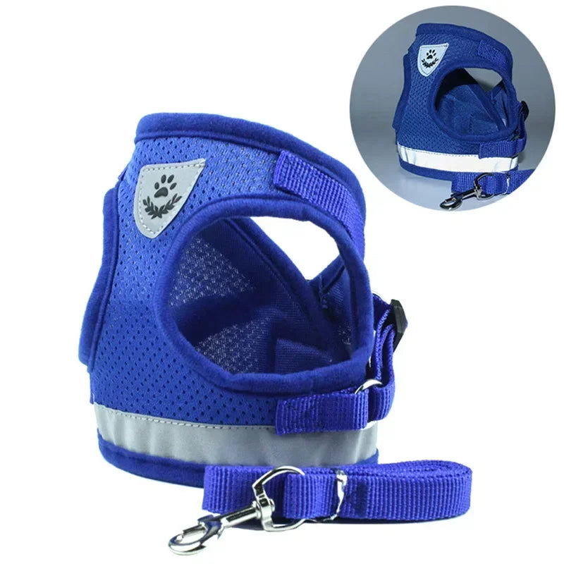 Breathable Reflective Cat & Dog Harness Set – Adjustable Vest with Leash