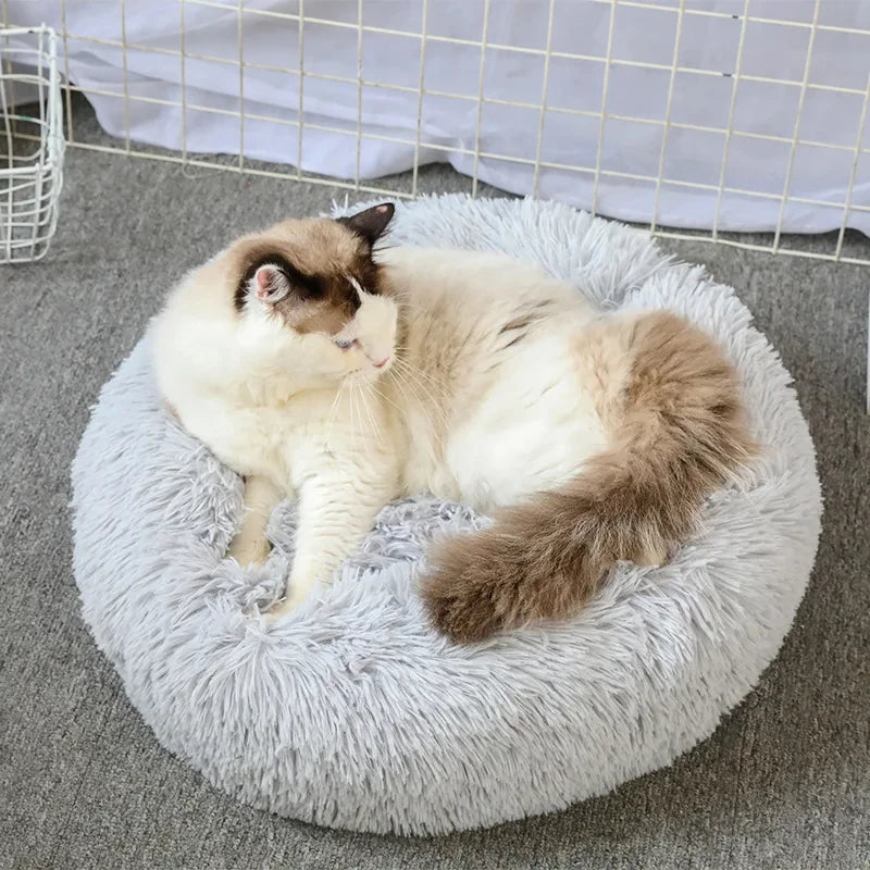Soft Plush Pet Bed – Round Sleeping Cushion for Cats & Small Dogs