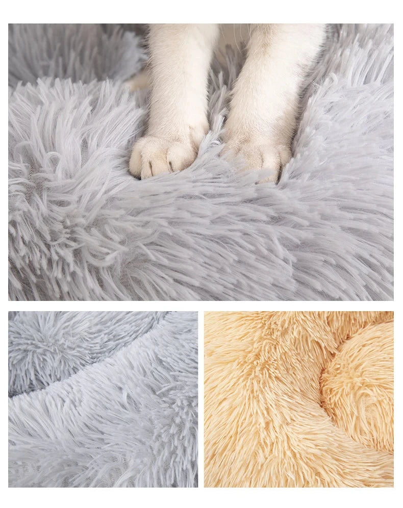 Soft Plush Pet Bed – Round Sleeping Cushion for Cats & Small Dogs