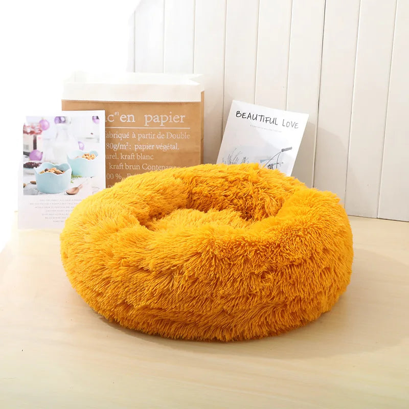 Soft Plush Pet Bed – Round Sleeping Cushion for Cats & Small Dogs