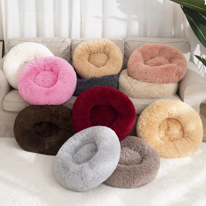 Soft Plush Pet Bed – Round Sleeping Cushion for Cats & Small Dogs