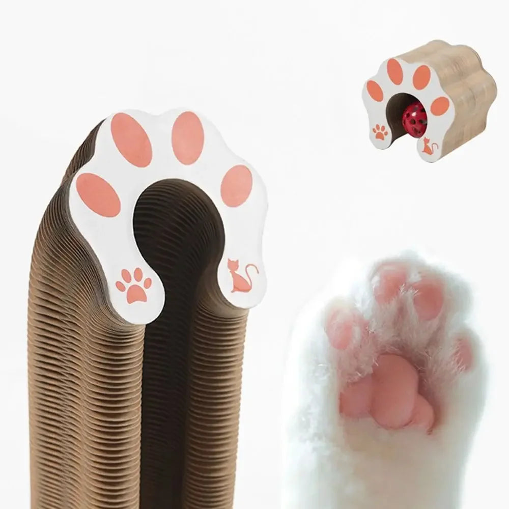 Interactive Foldable Cat Scratcher Toy with Ball – Corrugated Cardboard Scratch Pad for Indoor Cats
