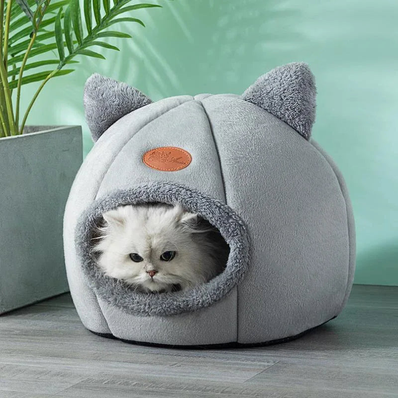 Warm Cat Cave Bed – Plush Indoor Pet House for Cats & Small Dogs