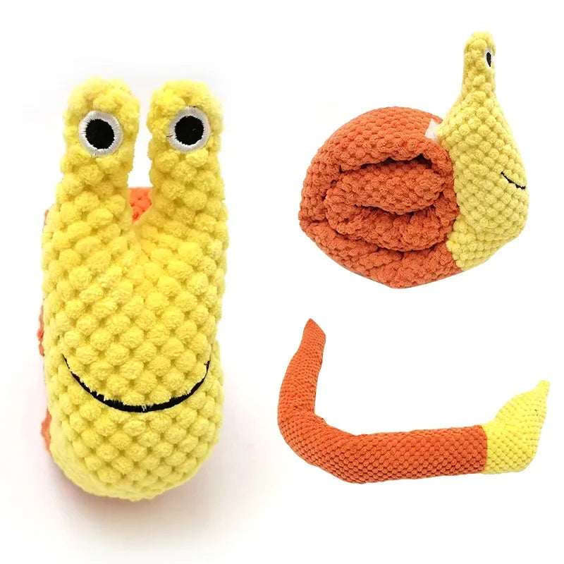 Interactive Snail Treat Toy for Dogs and Cats – Plush Slow Feeder Squeaky Toy