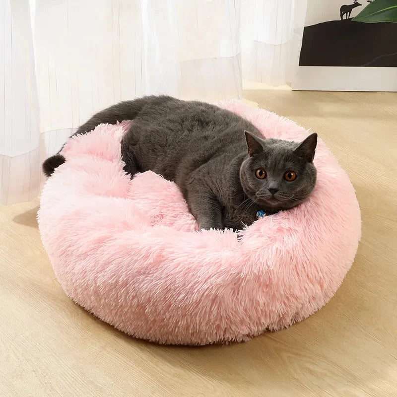 Soft Plush Pet Bed – Round Sleeping Cushion for Cats & Small Dogs