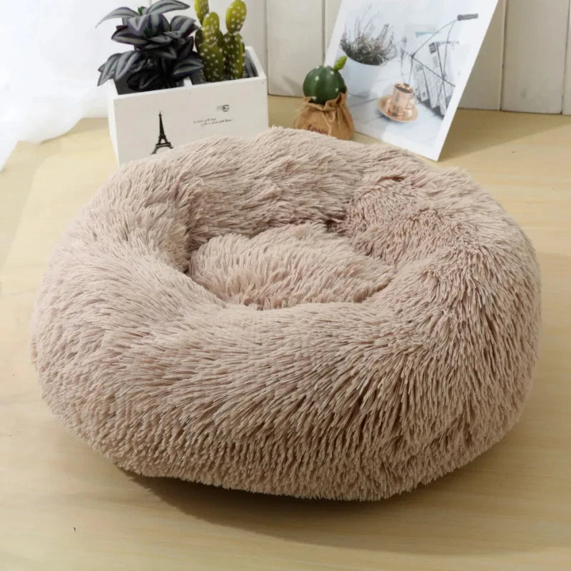 Soft Plush Pet Bed – Round Sleeping Cushion for Cats & Small Dogs