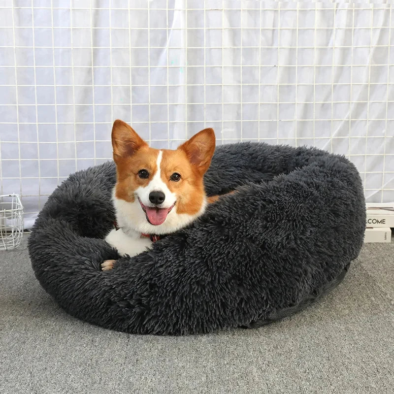 Soft Plush Pet Bed – Round Sleeping Cushion for Cats & Small Dogs