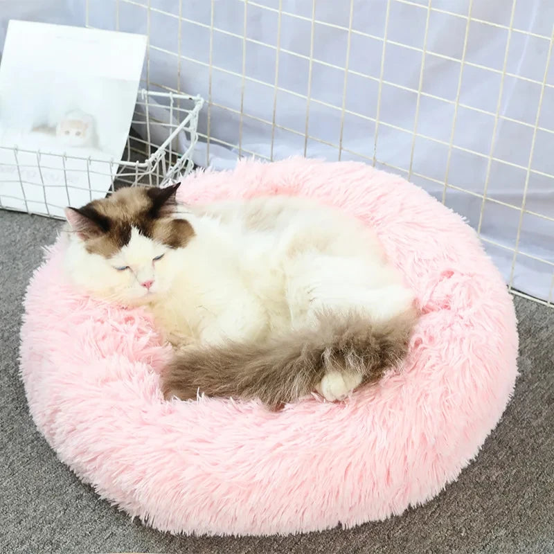 Soft Plush Pet Bed – Round Sleeping Cushion for Cats & Small Dogs