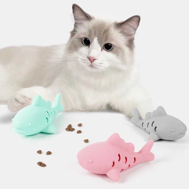 Interactive Silicone Fish Cat Toy – Treat Dispenser for Cats, Food Dispensing Chew & Play Toy