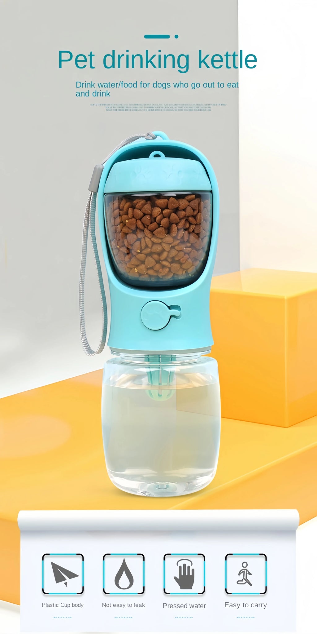 2-in-1 Portable Pet Water Bottle – Food & Water Travel Bottle for Dogs & Cats