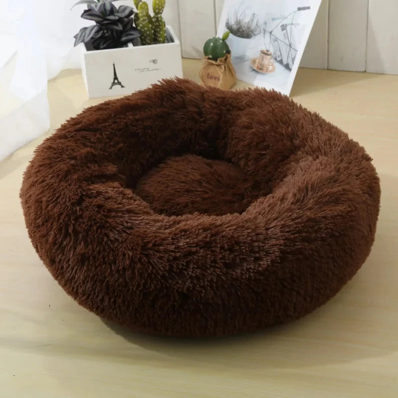Soft Plush Pet Bed – Round Sleeping Cushion for Cats & Small Dogs