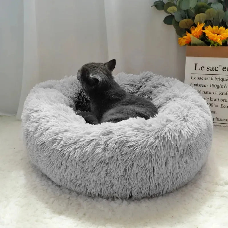 Soft Plush Pet Bed – Round Sleeping Cushion for Cats & Small Dogs