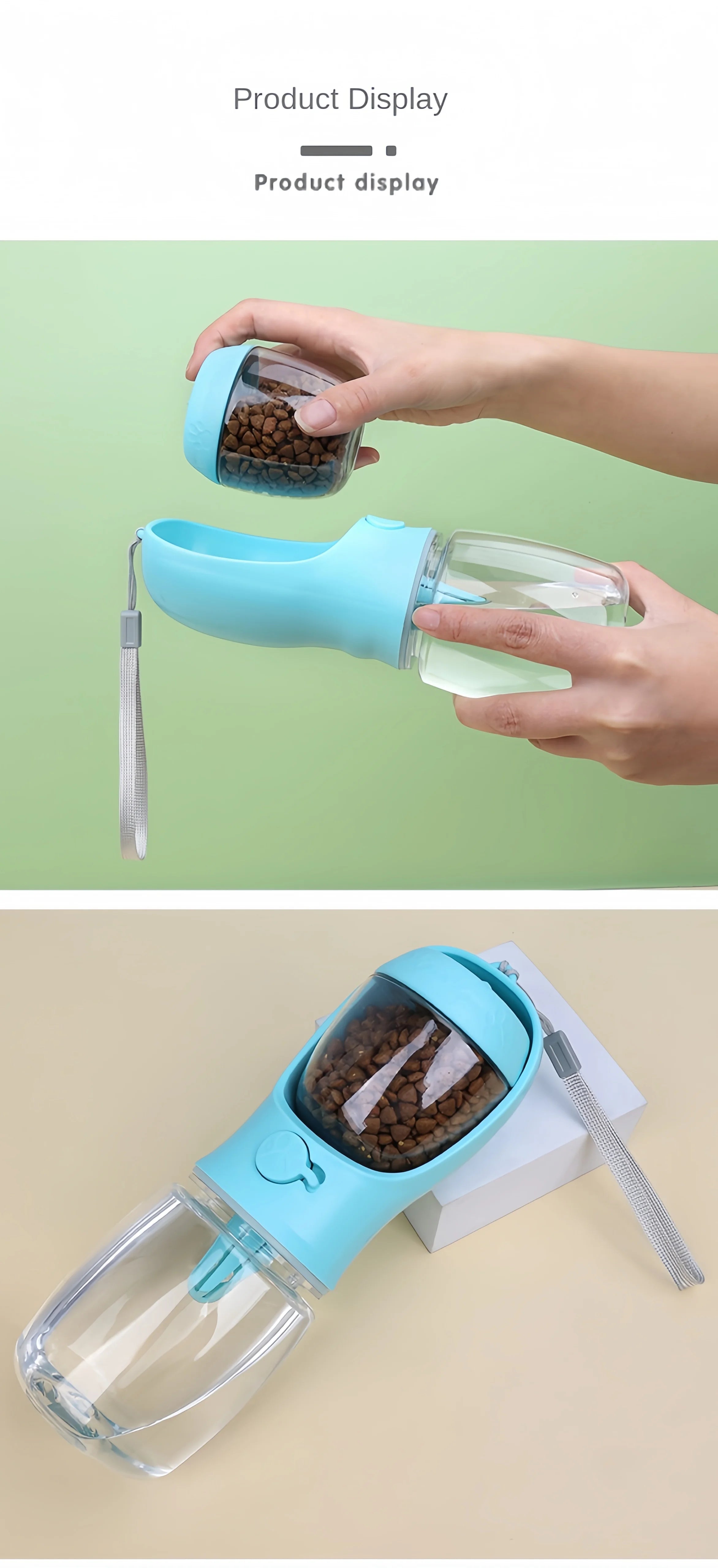 2-in-1 Portable Pet Water Bottle – Food & Water Travel Bottle for Dogs & Cats