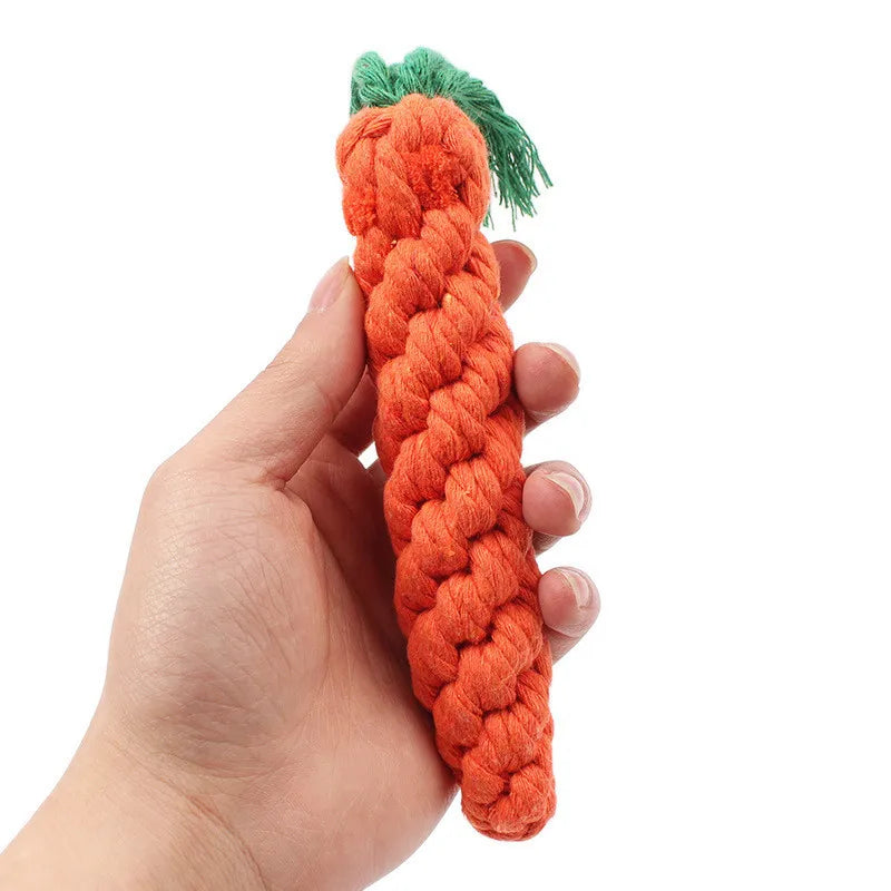 Premium Cotton Rope Carrot Dog Toy – Durable Chew & Teeth Cleaning Toy for Puppies & Small Dogs