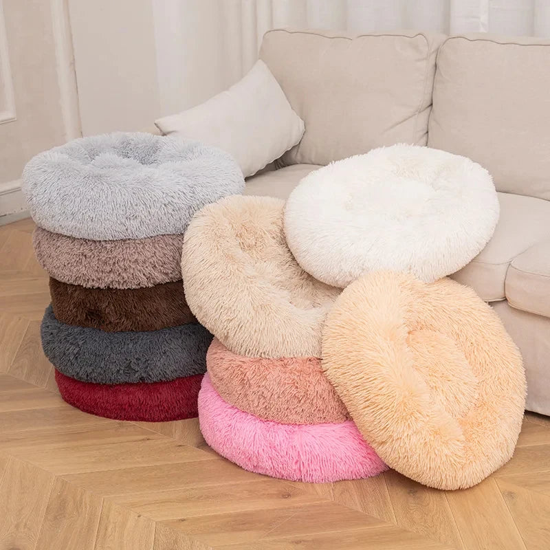 Soft Plush Pet Bed – Round Sleeping Cushion for Cats & Small Dogs