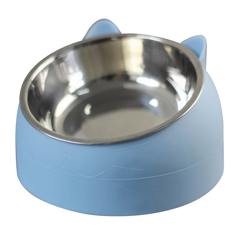 Stainless Steel Pet Bowl – 15° Tilted Non-Slip Bowl for Cats & Small Dogs