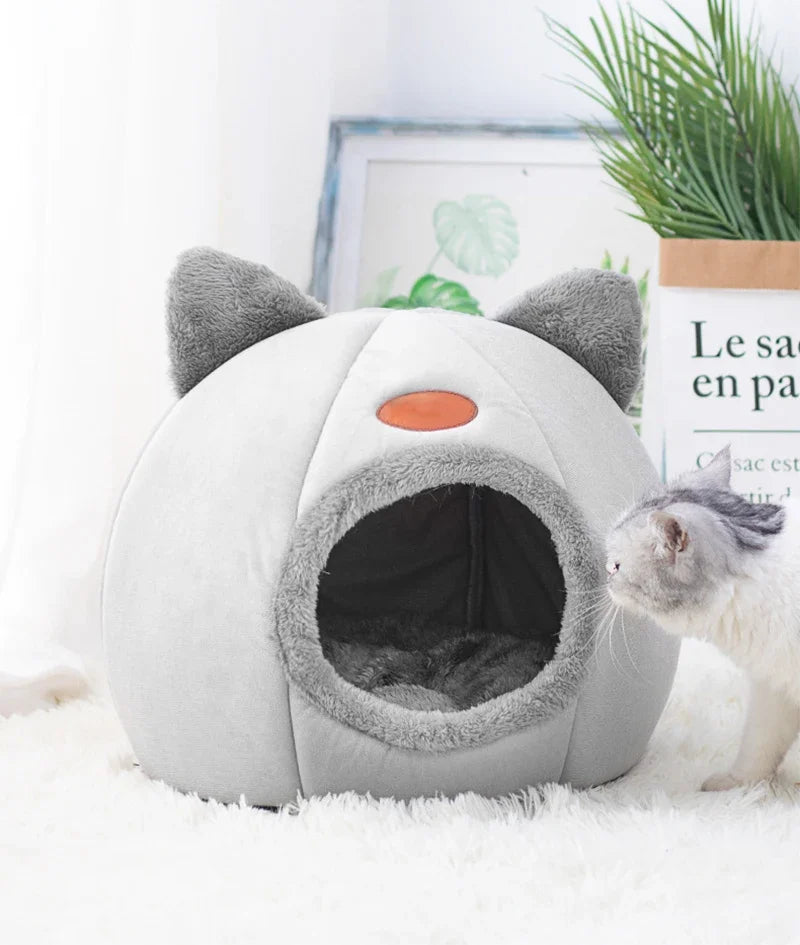 Warm Cat Cave Bed – Plush Indoor Pet House for Cats & Small Dogs
