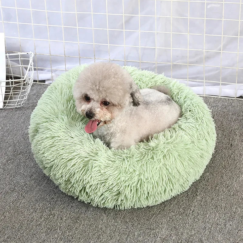 Soft Plush Pet Bed – Round Sleeping Cushion for Cats & Small Dogs