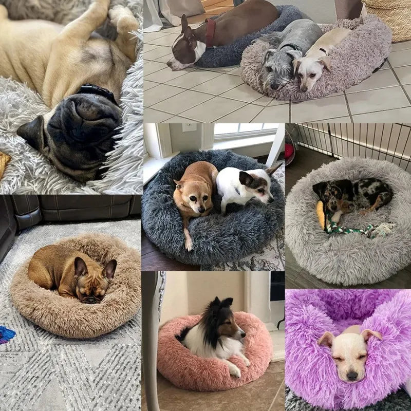Soft Plush Pet Bed – Round Sleeping Cushion for Cats & Small Dogs