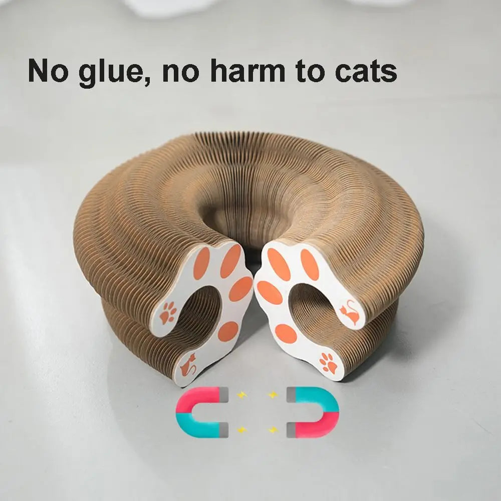 Interactive Foldable Cat Scratcher Toy with Ball – Corrugated Cardboard Scratch Pad for Indoor Cats