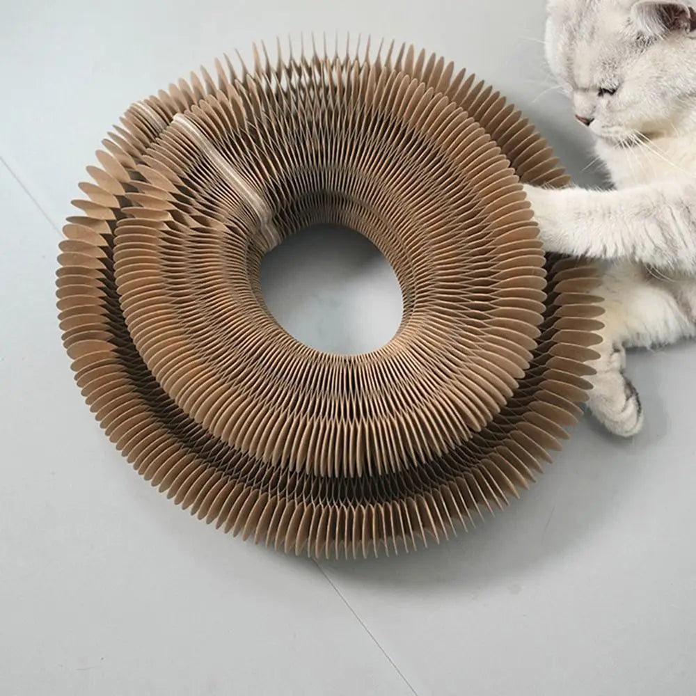 Interactive Foldable Cat Scratcher Toy with Ball – Corrugated Cardboard Scratch Pad for Indoor Cats