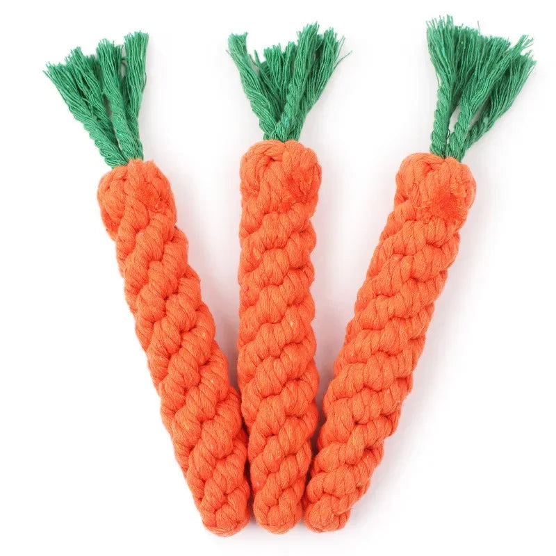 Premium Cotton Rope Carrot Dog Toy – Durable Chew & Teeth Cleaning Toy for Puppies & Small Dogs
