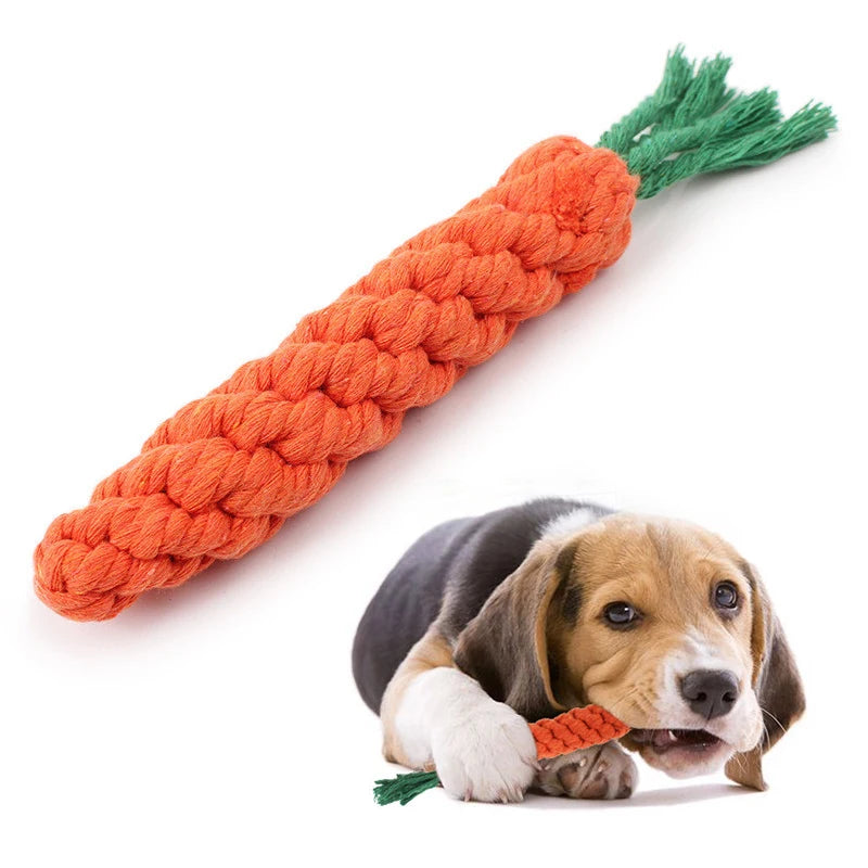 Premium Cotton Rope Carrot Dog Toy – Durable Chew & Teeth Cleaning Toy for Puppies & Small Dogs