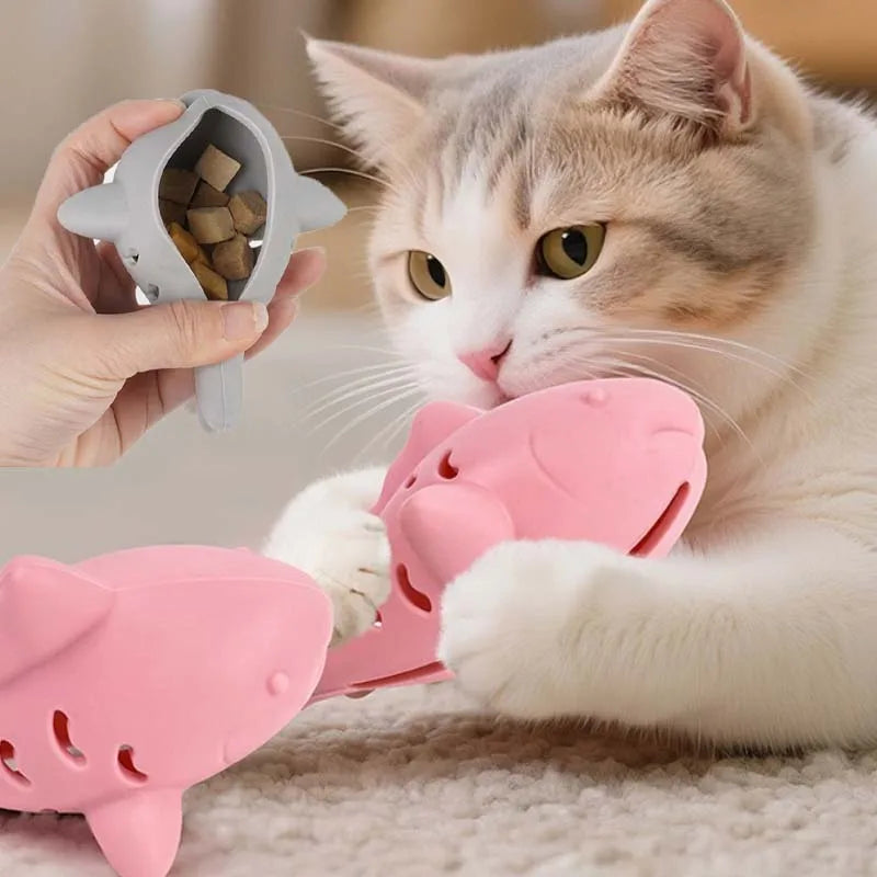 Interactive Silicone Fish Cat Toy – Treat Dispenser for Cats, Food Dispensing Chew & Play Toy