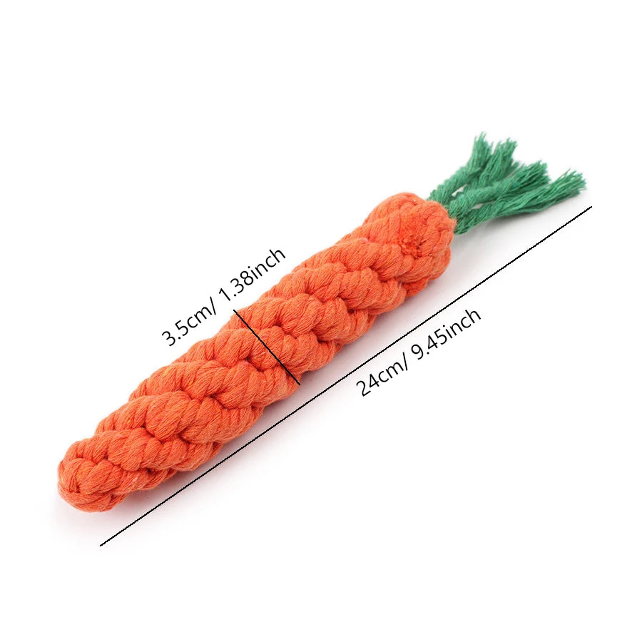 Premium Cotton Rope Carrot Dog Toy – Durable Chew & Teeth Cleaning Toy for Puppies & Small Dogs
