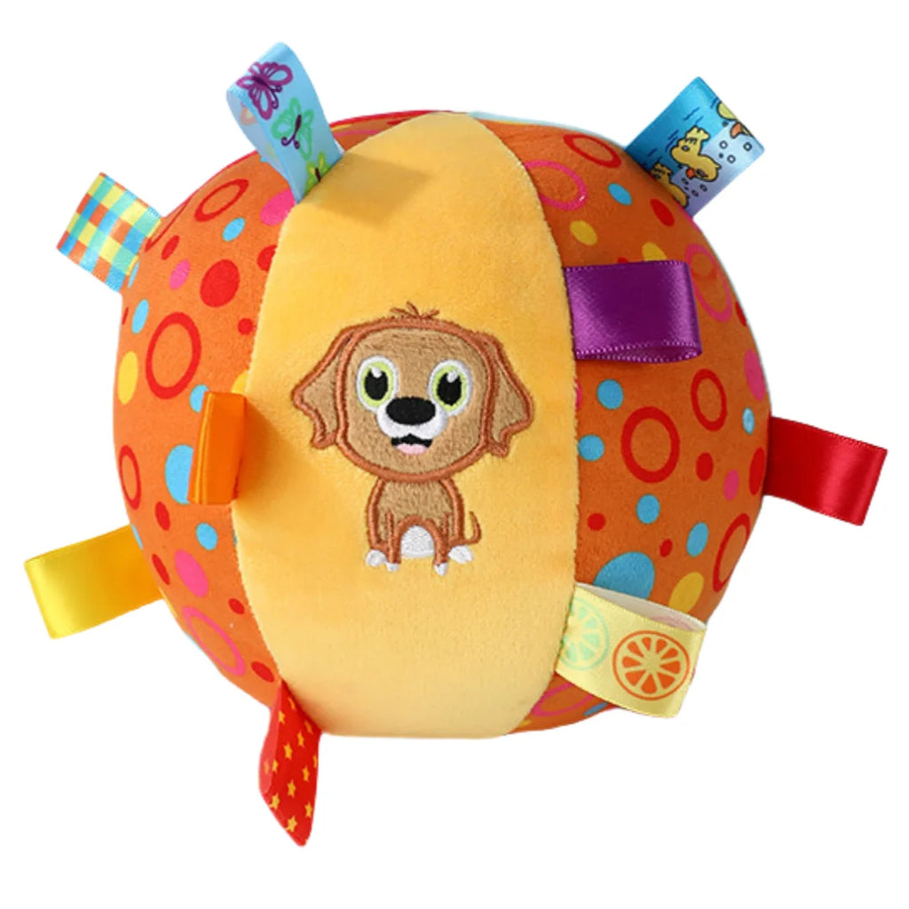 Plush Dog Squeaky Ball Toy – Interactive Soft Chew Toy with Bell Sound for Puppies, Small Dogs & Cats, Dental Cleaning & Indoor Play