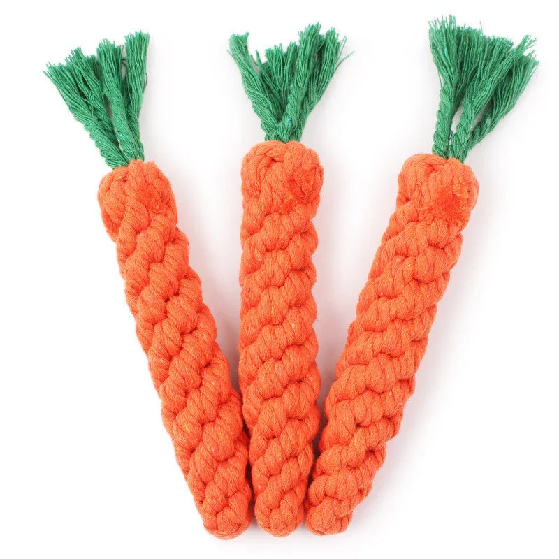 Premium Cotton Rope Carrot Dog Toy – Durable Chew & Teeth Cleaning Toy for Puppies & Small Dogs