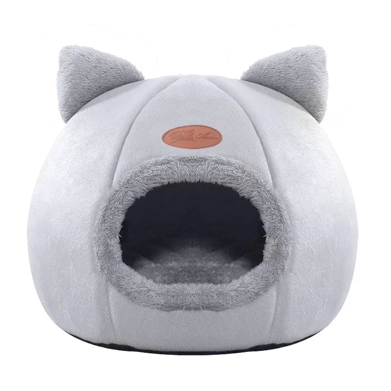 Warm Cat Cave Bed – Plush Indoor Pet House for Cats & Small Dogs