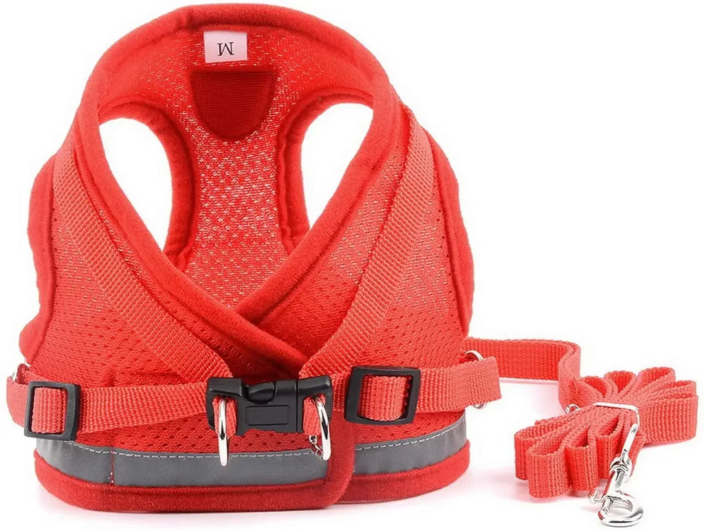 Breathable Reflective Cat & Dog Harness Set – Adjustable Vest with Leash