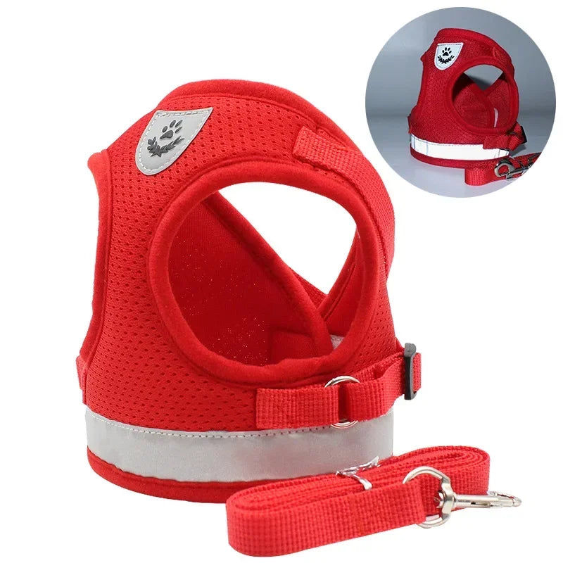 Breathable Reflective Cat & Dog Harness Set – Adjustable Vest with Leash