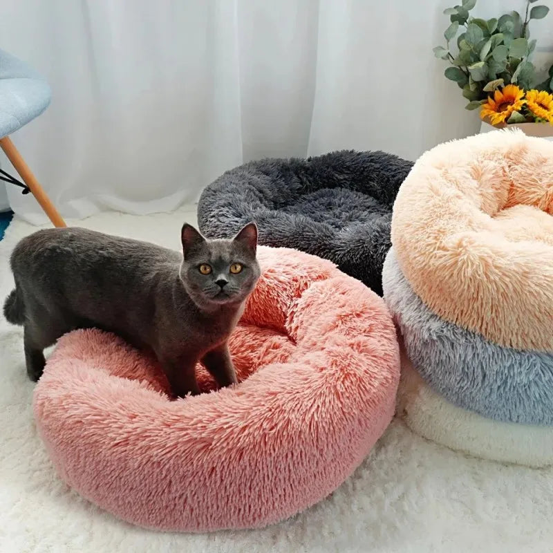 Soft Plush Pet Bed – Round Sleeping Cushion for Cats & Small Dogs
