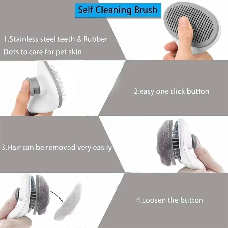Self-Cleaning Pet Grooming Brush – Deshedding & Hair Removal Brush for Dogs & Cats