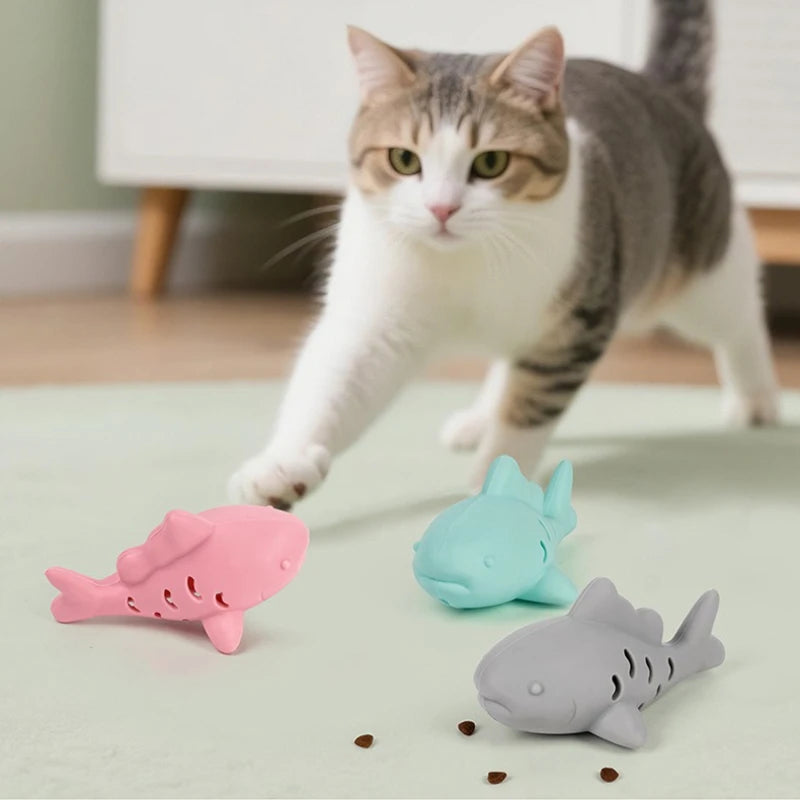 Interactive Silicone Fish Cat Toy – Treat Dispenser for Cats, Food Dispensing Chew & Play Toy