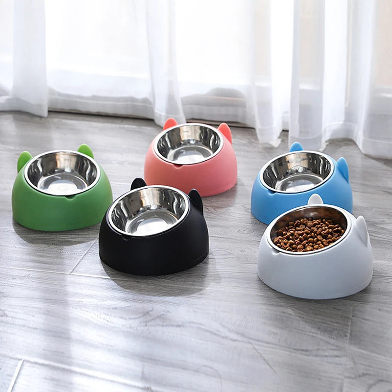 Stainless Steel Pet Bowl – 15° Tilted Non-Slip Bowl for Cats & Small Dogs
