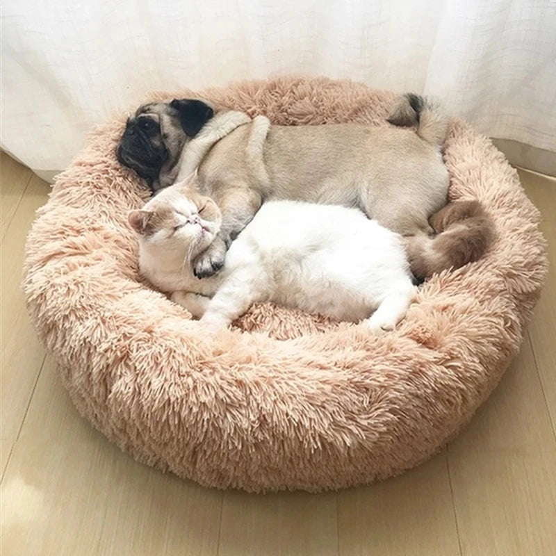 Soft Plush Pet Bed – Round Sleeping Cushion for Cats & Small Dogs