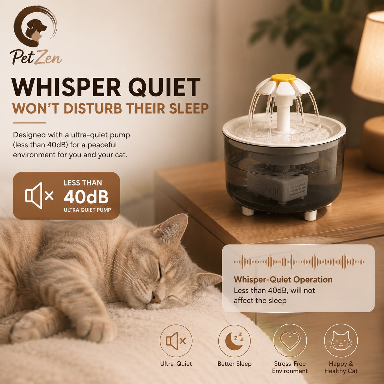 Automatic Cat Water Fountain – 1.8L Ultra-Quiet Filtered Water Dispenser - USB Electric