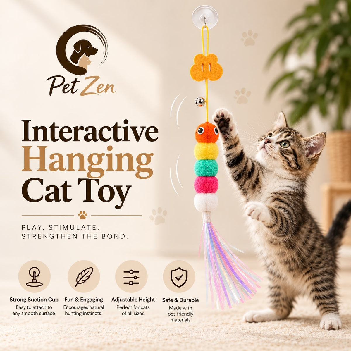 Interactive Hanging Feather Toy for Cats