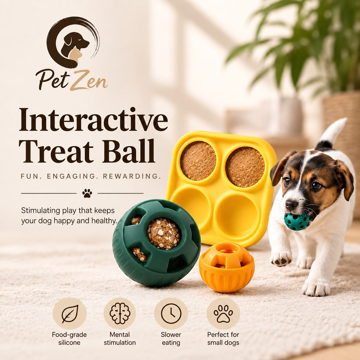 Fillable Dog Toy Interactive Treat Dispenser and Chew Toy for Dogs