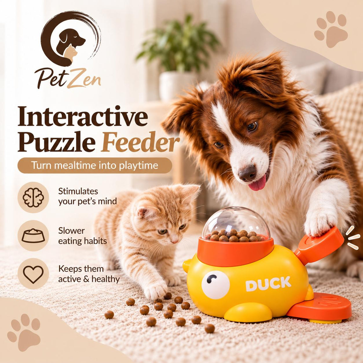 Duck-Shaped Interactive Treat Dispenser for Dogs & Cats – Puzzle Slow Feeder & Training Toy