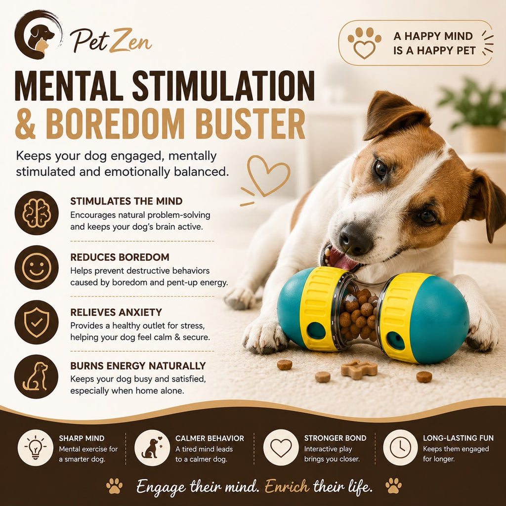 Interactive Dog Treat Dispensing Ball – Adjustable Slow Feeder Puzzle Toy for Mental Stimulation, IQ Training & Boredom Reli