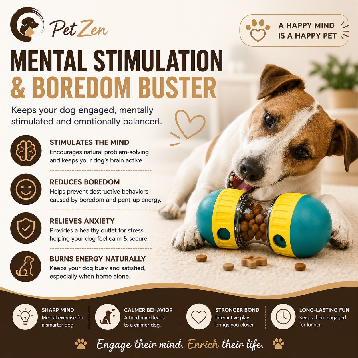 Interactive Dog Treat Dispensing Ball – Adjustable Slow Feeder Puzzle Toy for Mental Stimulation, IQ Training & Boredom Reli