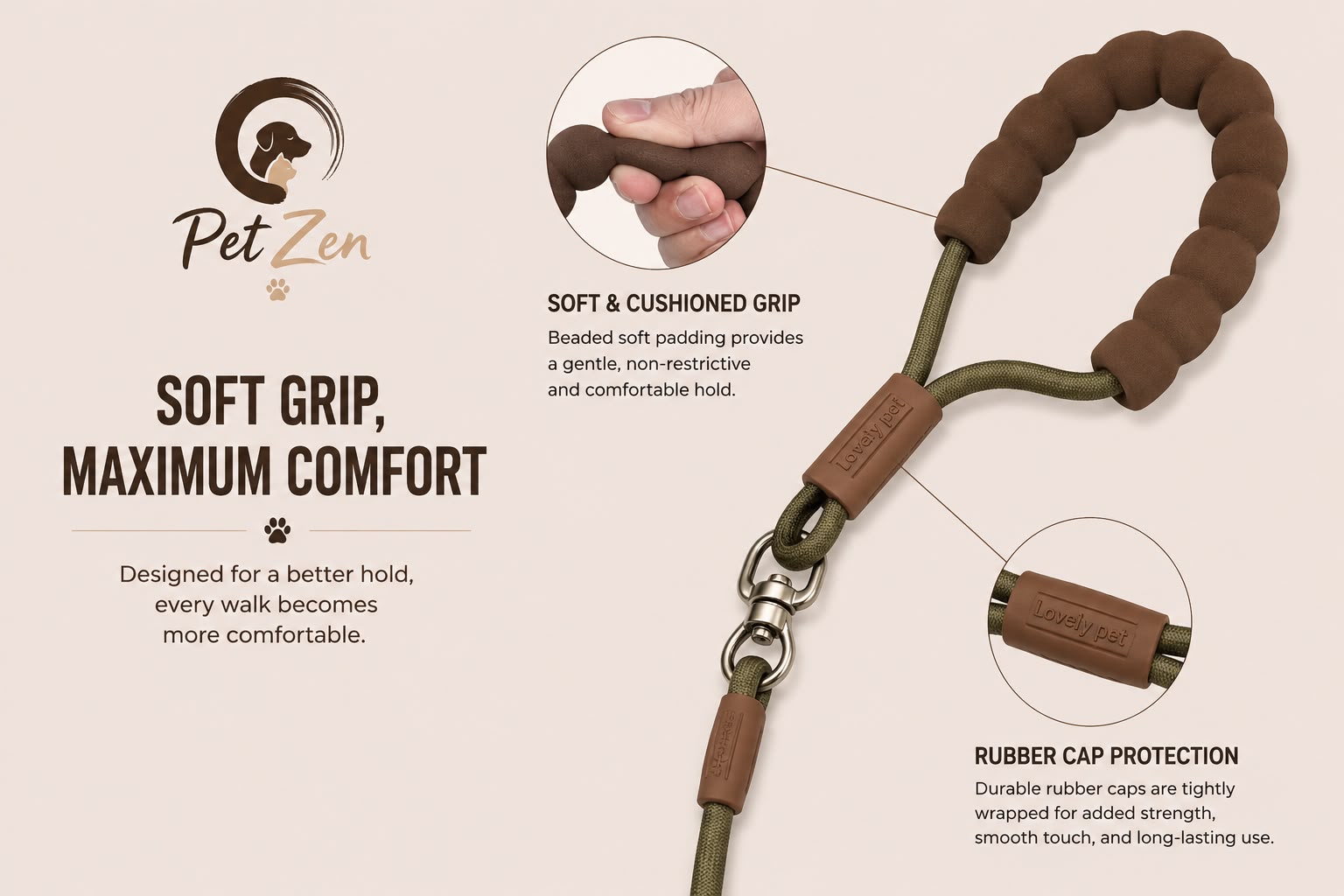 Premium Round Dog Leash – Heavy Duty Durable Rope for Small & Medium Dogs