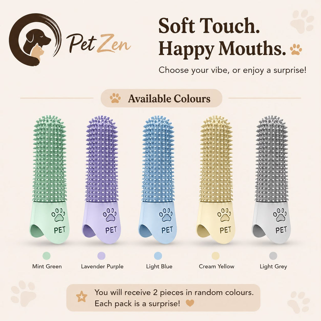 Soft Silicone Finger Toothbrush – 360° Oral Care Brush for Dogs & Cats