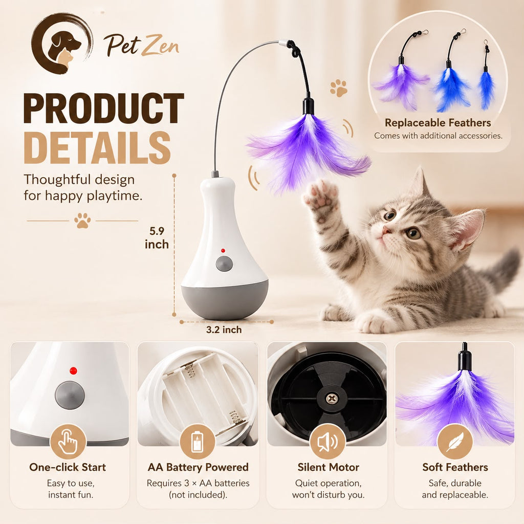 Interactive Cat Feather Toy – Automatic Teaser Toy for Indoor Play
