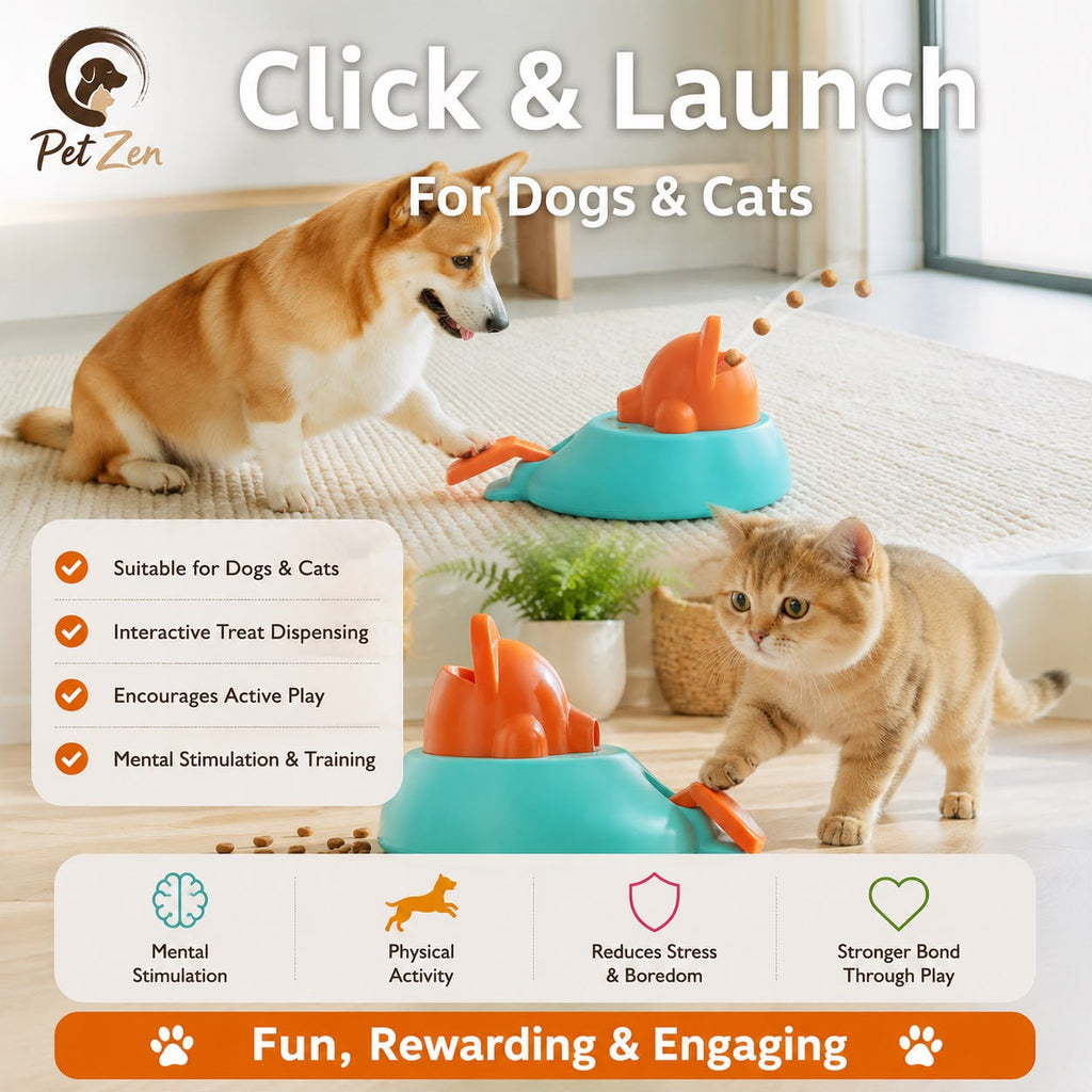 Dog & Cat Interactive Treat Dispenser Toy – Whale Slow Feeder, Paw Press Training & Enrichment Toy